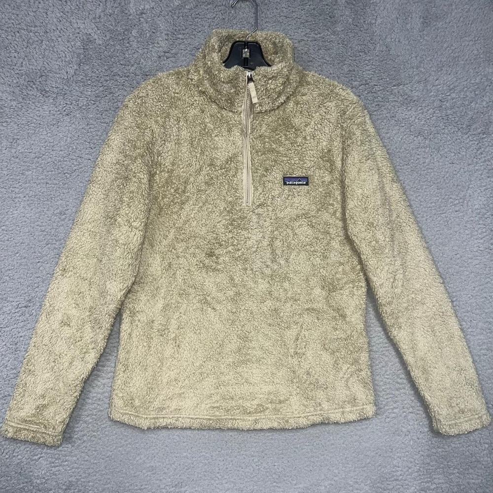 Patagonia Los Gatos Jacket Women's‎ Size M Beige Sherpa Fleece 1/4 Zip Pullover